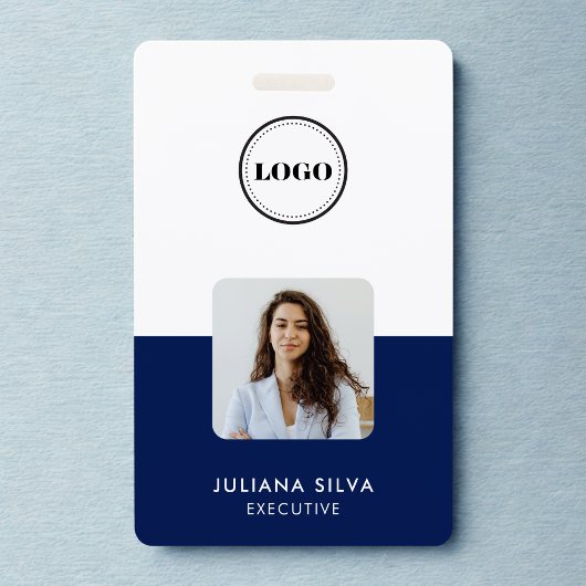 Modern Trendy Minimalist Photo | Navy Blue ID Ausweis