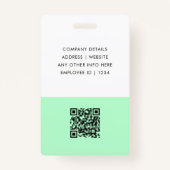 Modern Trendy Minimalist Photo | Neo Mint Green ID Ausweis (Rückseite)