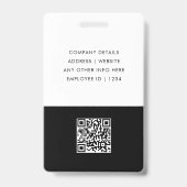 Modern Trendy Minimalist Photo | Simple Black ID Ausweis (Rückseite)