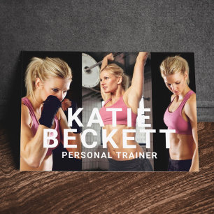 Modern & Trendy Personal Trainer Fitness 4 Photo Visitenkarte