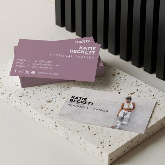 Modern & Trendy Personal Trainer Fitness Photo Visitenkarte
