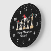 Modern Trendy Personalized Chess Pieces Christmas Große Wanduhr (Winkel)