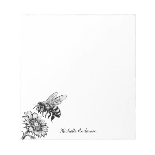 Modern Trendy Personalized Honey Bee Vintage Notizblock (Vorderseite)