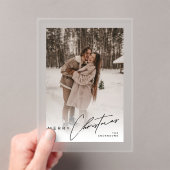 Modern Trendy Photo Elegant Script Christmas Card Acryleinladungen (Insitu (Handheld))