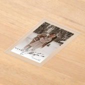 Modern Trendy Photo Elegant Script Christmas Card Acryleinladungen (Ablage )