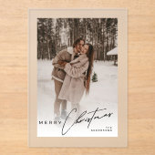 Modern Trendy Photo Elegant Script Christmas Card Acryleinladungen (Vorderseite)