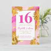 Modern Trendy Pink Gold Sweet 16 Geburtstag Einladung (Stehend Vorderseite)