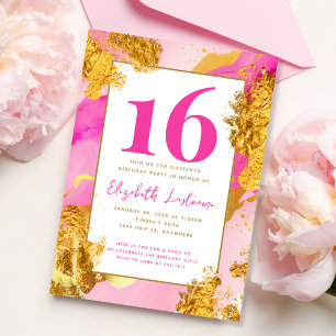 Modern Trendy Pink Gold Sweet 16 Geburtstag Einladung