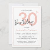Modern Trendy Pink Rose Gold Glitzer 30. Geburtsta Einladung (Vorderseite)