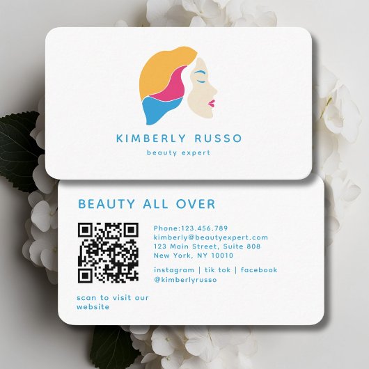 Modern, trendy, QR-Code, Salon, Frauen-Logo Visitenkarte