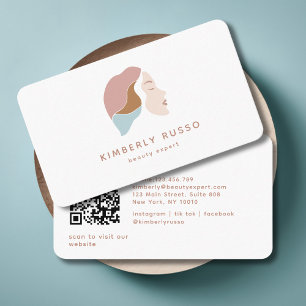 Modern, trendy, QR-Code, Salon, Frauen-Logo Visitenkarte