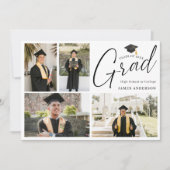 Modern Trendy Script 4 Photo collage Graduation Ankündigung (Vorderseite)