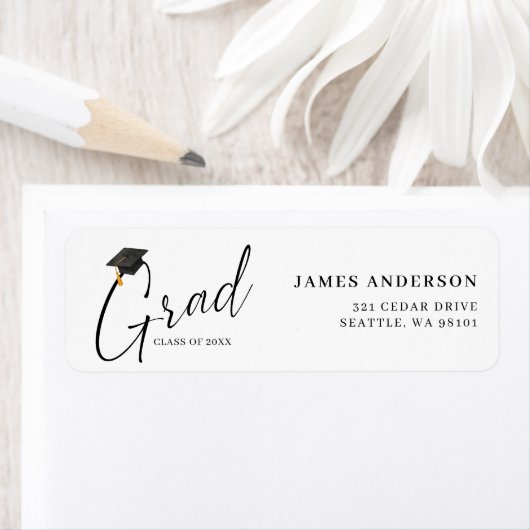 Modern Trendy Script Graduation Return Address (Insitu)