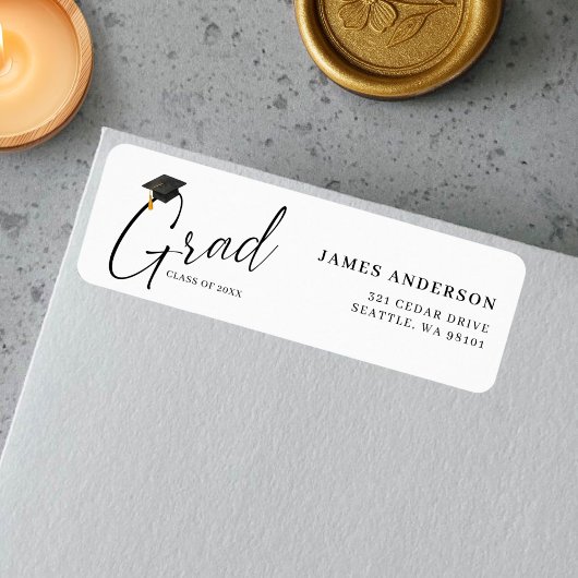 Modern Trendy Script Graduation Return Address