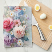 Modern Trendy Stylish Watercolor Flowers Geschirrtuch (Viertel Falte)