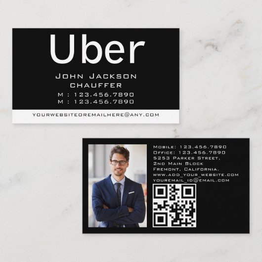 Modern & Trendy Taxi Cab Driver photo qr code Visitenkarte (Vorne/Hinten)