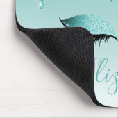 Modern Trendy Teal Glitter Lashes Stylish Script Mousepad (Ecke)