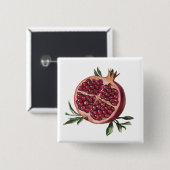 Modern Trendy Watercolor Pomegranate  Button (Vorne & Hinten)