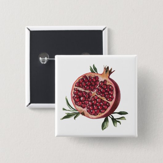 Modern Trendy Watercolor Pomegranate  Button (Vorne & Hinten)