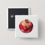Modern Trendy Watercolor Pomegranate  Button (Vorne & Hinten)