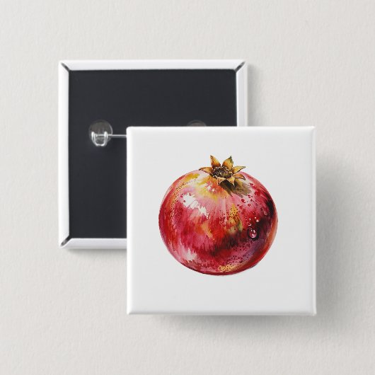Modern Trendy Watercolor Pomegranate  Button (Vorne & Hinten)