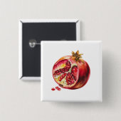 Modern Trendy Watercolor Pomegranate  Button (Vorne & Hinten)