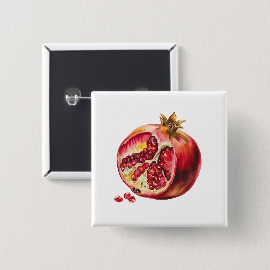 Modern Trendy Watercolor Pomegranate  Button (Vorne & Hinten)