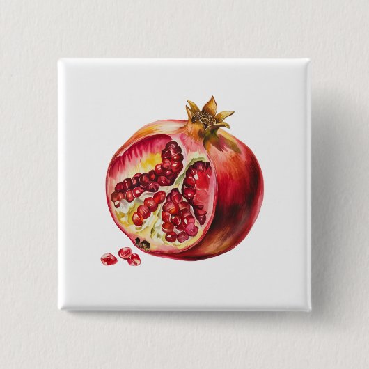 Modern Trendy Watercolor Pomegranate  Button (Vorderseite)