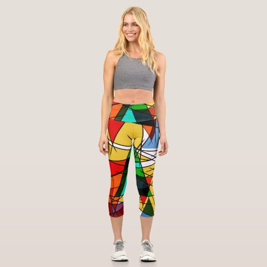 Modern Triangle Colorful Geometric  Capri Leggings (Vorderseite)