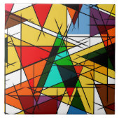 Modern Triangle Colorful Geometric  Fliese (Vorderseite)