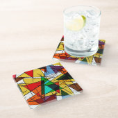 Modern Triangle Colorful Geometric  Glasuntersetzer (Schrägansicht)