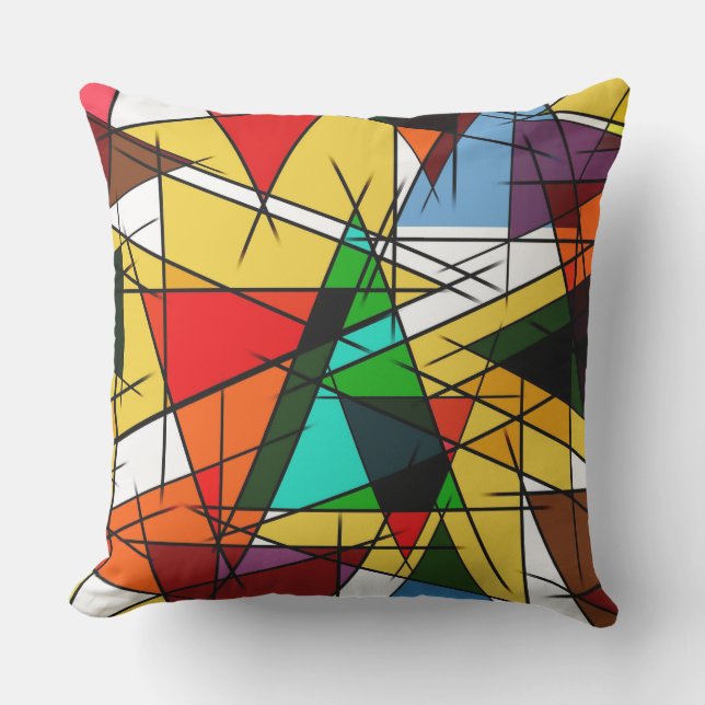 Modern Triangle Colorful Geometric  Kissen (Vorderseite)