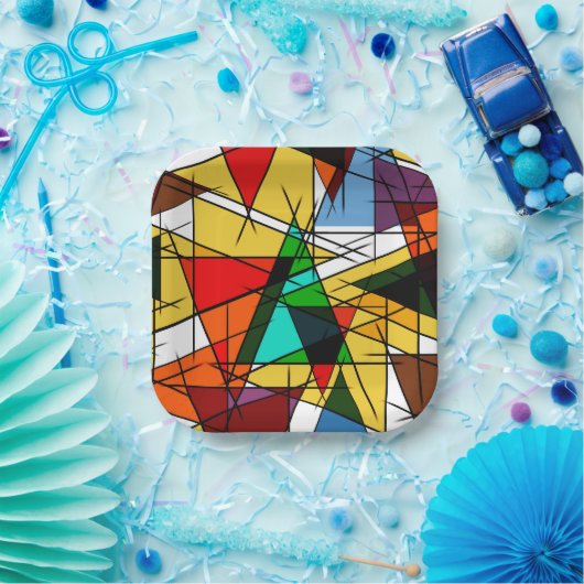 Modern Triangle Colorful Geometric  Pappteller (Party)