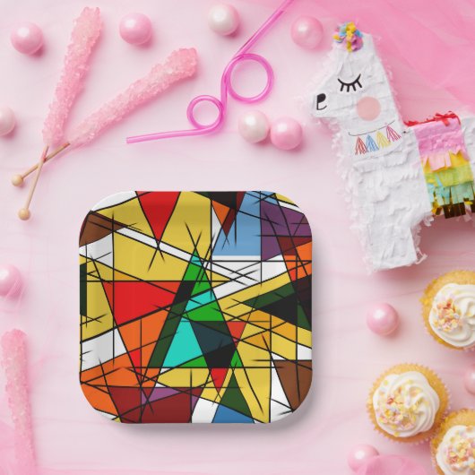 Modern Triangle Colorful Geometric Pappteller (Party)