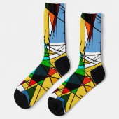Modern Triangle Colorful Geometric  Socken (Linkes Detail)