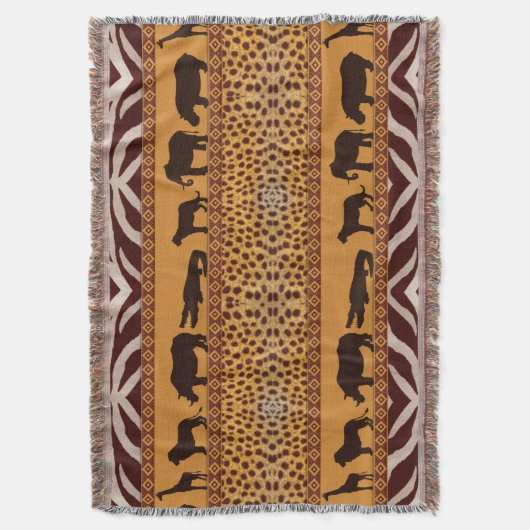 Modern Tribal African Cheetah Muster Animal Print Decke (Vorderseite Vertikal)