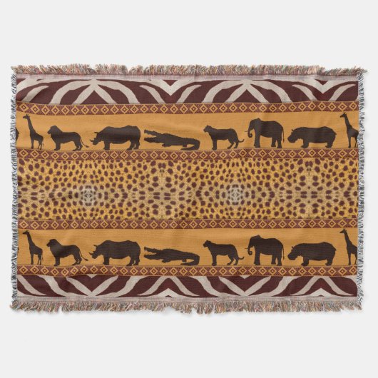 Modern Tribal African Cheetah Muster Animal Print Decke (Vorderseite)