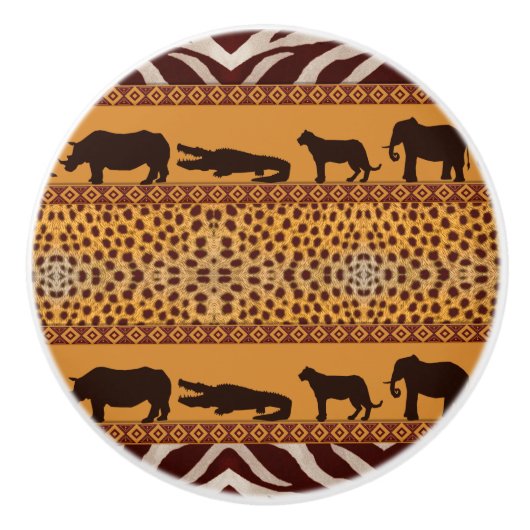 Modern Tribal African Cheetah Muster Animal Print Keramikknauf (Vorderseite)