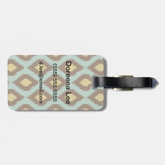 Modern Tribal Ikat blau Gelb Gepäckanhänger (Rückseite horizontal)