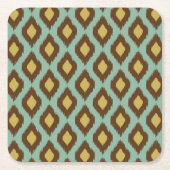 Modern Tribal Ikat blau Gelb Rechteckiger Pappuntersetzer (Vorderseite)