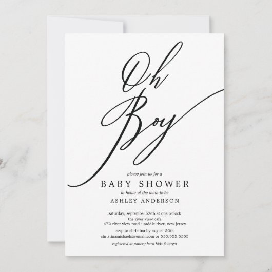 Modern Tribal Oh Boy Baby Dusche Einladung (Vorderseite)