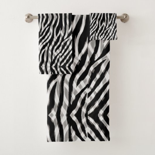 Modern Tribal Zebra Stripe Animal Print Rows Badhandtuch Set (Insitu)