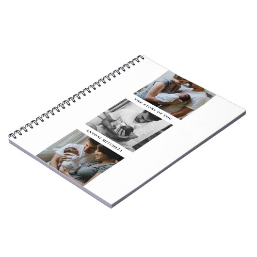 Modern Triptych 3-Foto Collage Journal - weiß Notizblock (Linke Seite)
