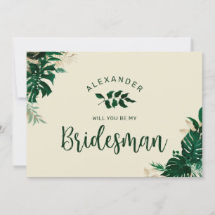 Modern Tropical Be My Bridesman Vorschlag Card