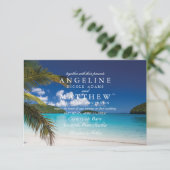 Modern Tropical Beach Palm Sea Wedding Card Einladung (Stehend Vorderseite)