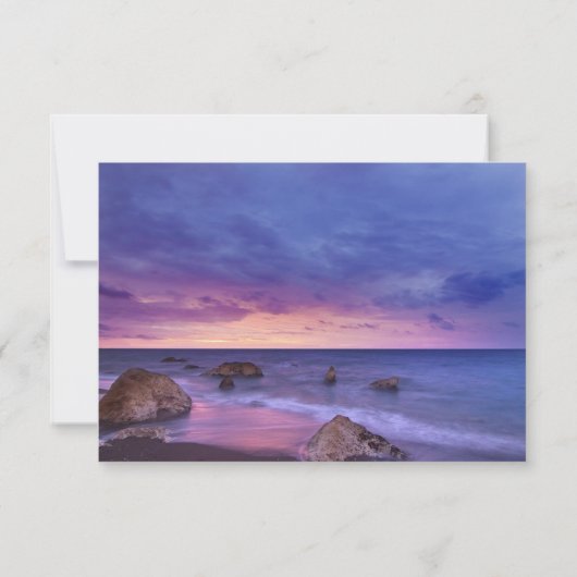 Modern Tropical Beach Sand Sunset Sea Wedding Card Einladung (Rückseite)