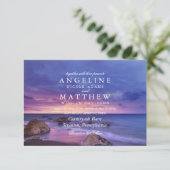 Modern Tropical Beach Sand Sunset Sea Wedding Card Einladung (Stehend Vorderseite)