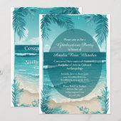 Modern Tropical Beach Turquoise Graduation Party  Einladung (Vorne/Hinten)