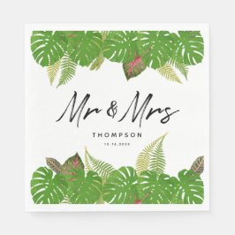 Modern Tropical Blätter Script Wedding Serviette