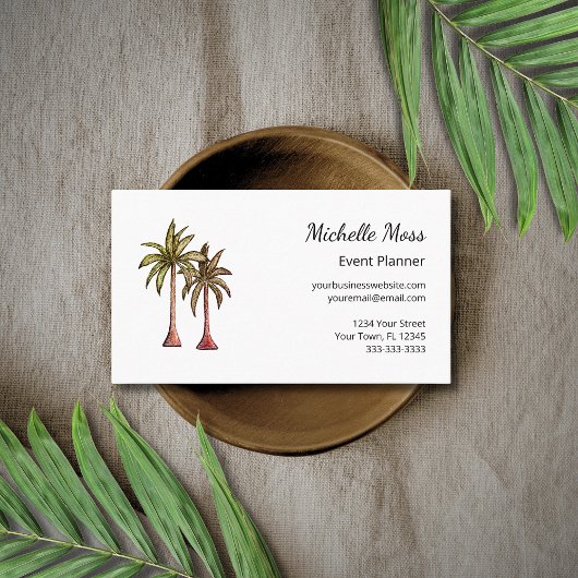 Modern Tropical Boho Palm Trees Event Planner  Visitenkarte